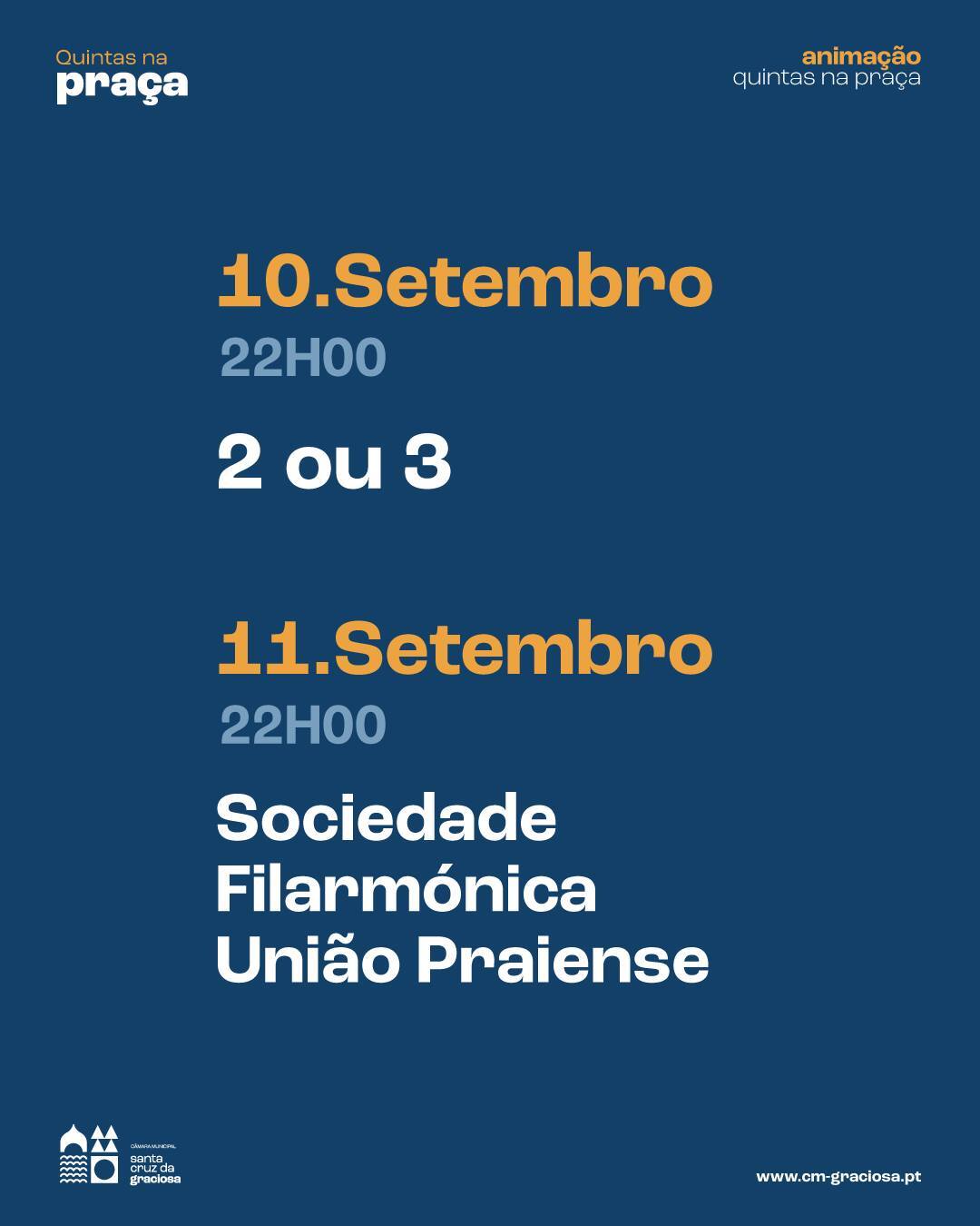 QUINTAS NA PRAÇA: 10 e 11 de setembro