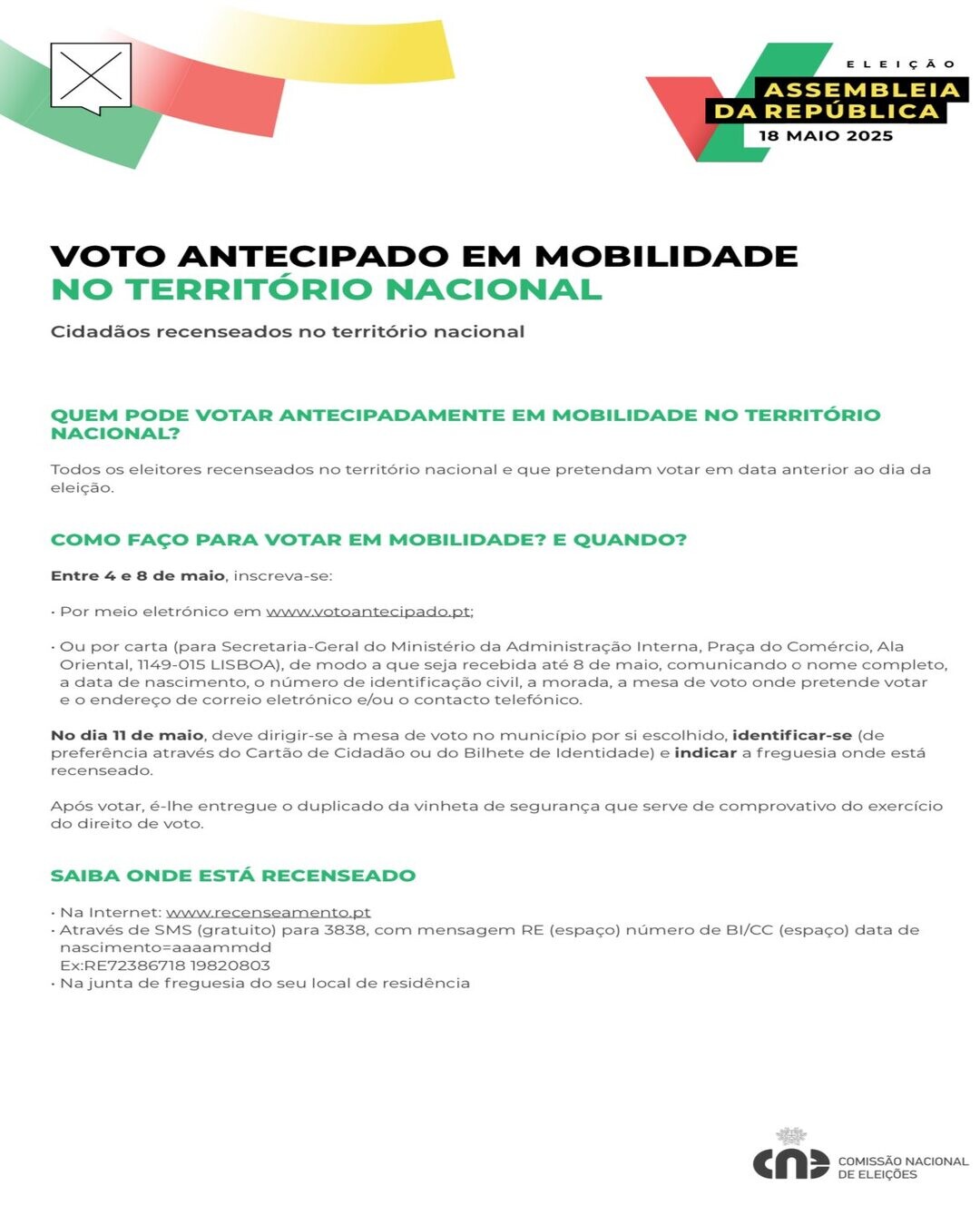 ELEIÇÕES ASSEMBLEIA DA REPÚBLICA | Voto Antecipado